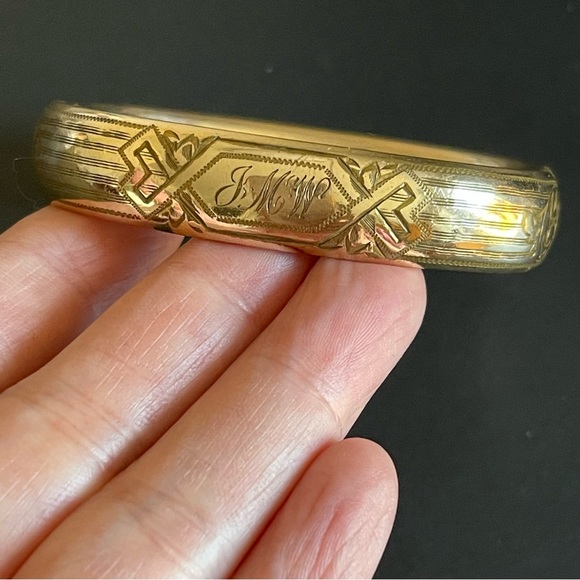 E.J.CO. Jewelry - Vintage E.J.Co. Gold filled Engraved Monogram Bangle Bracelet